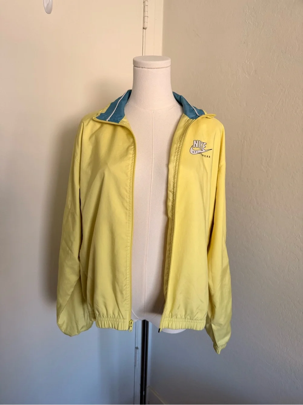 Nike Women’s Yellow Bomber Jacket with Teal Collar